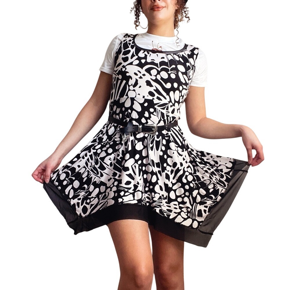 Cable & Gauge Y2K Fairy Butterfly Print Handkerchief Mini Dress Whimsical